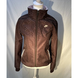 Nike Fast Repel Full‑Zip Running Jacket Women’s Size M Brown Pink Dots 2 Pockets